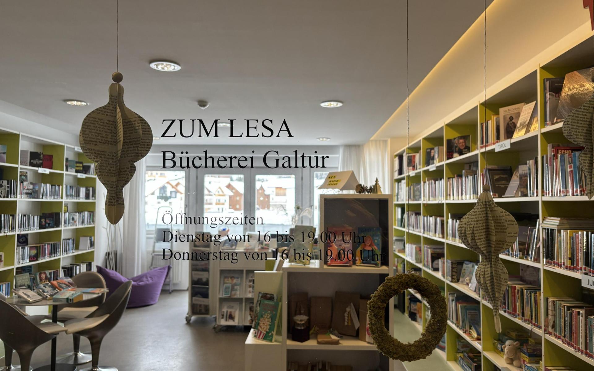 Raum der Bücherei im Alpinarium Galtür